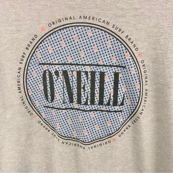 O’Neill Gray with Blue Graphic Print on Front T Shirt Medium Modern Fit - Picture 2 of 16